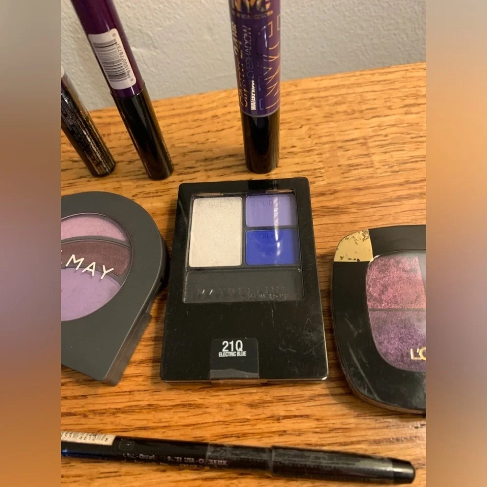 (7) Loreal hard Candy Purple Blue Eye Shadow Eyeliner LOT Bundle Almay NYC Maybe